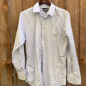 Murano Men’s Modern Comfort Pale Gray Button Down Dress Shirt Size Large